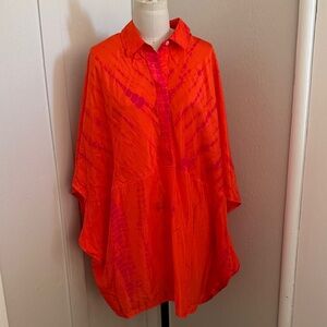 Chico's 100% silk tie-dye envelope-sleeve pullover top